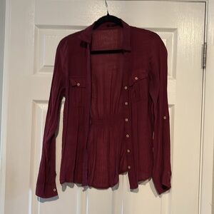 Burgundy Button Down top